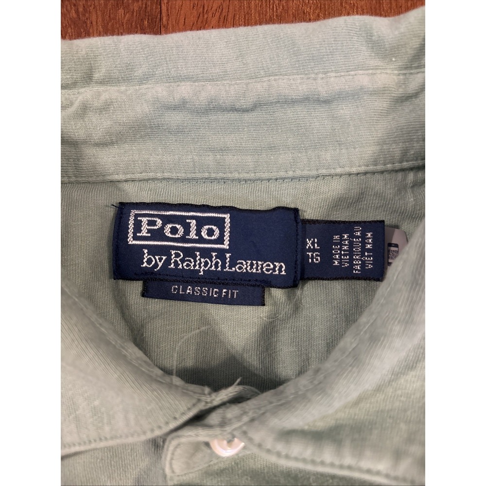 Polo Ralph Lauren Men XL Classic Fit Cotton Linen Polo Shirt Sage Green - Picture 4 of 9